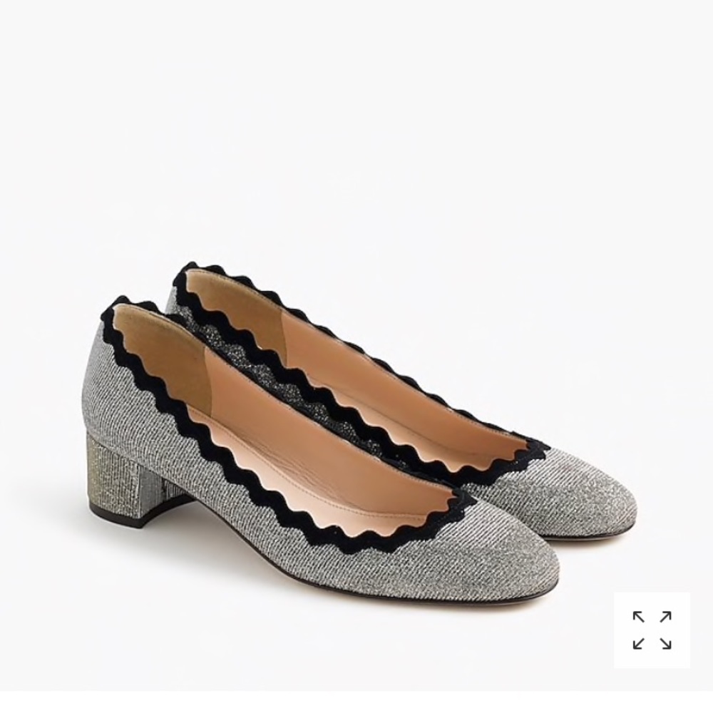 Jcrew glitter scallop heels 8.5